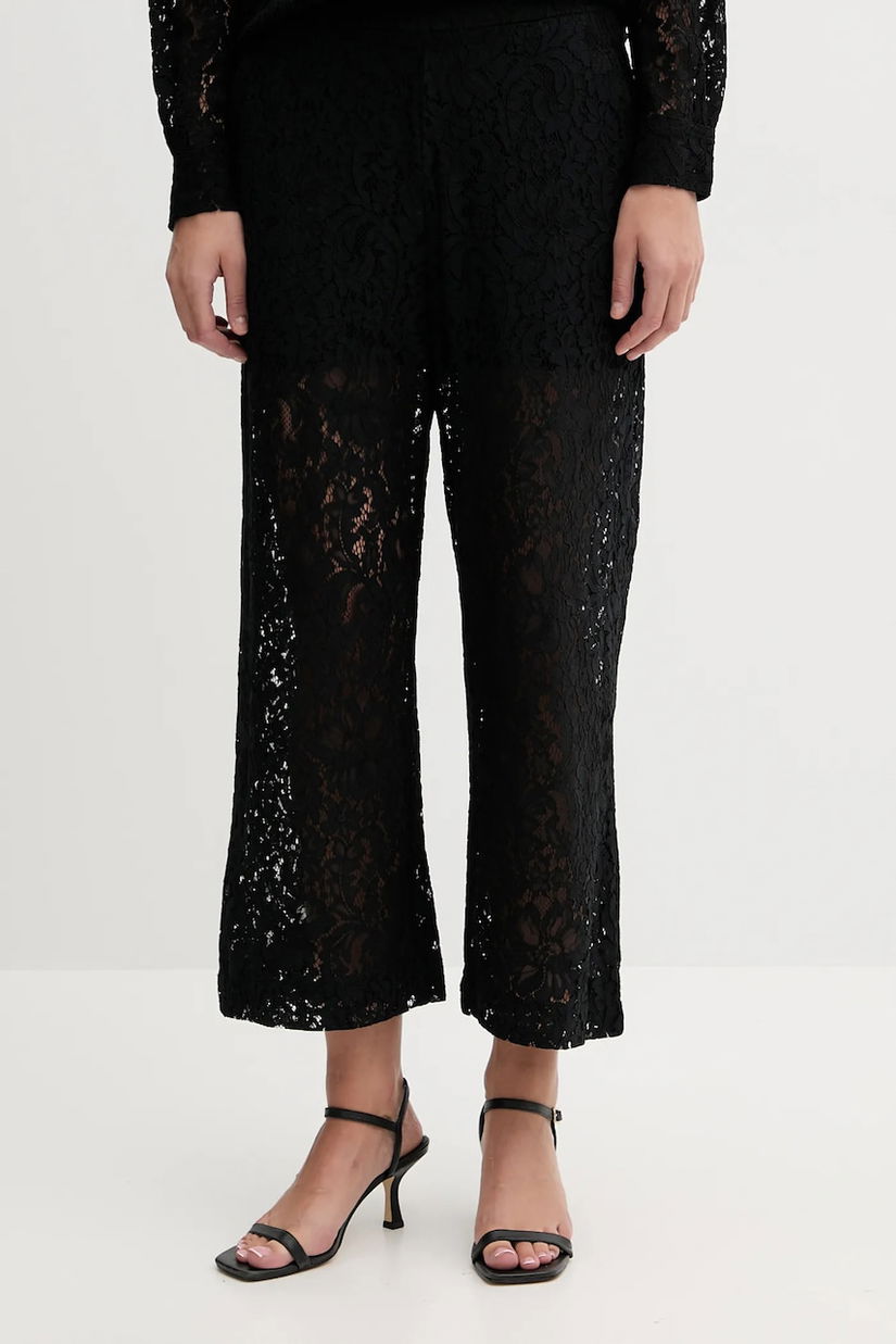 Dkny pantaloni culoarea negru, drept, high waist, DJ5P3081