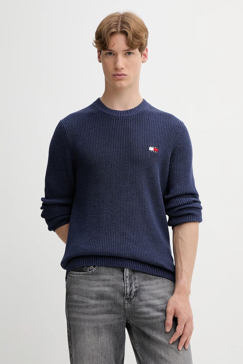 Tommy Jeans pulover de bumbac culoarea bleumarin, DM0DM21652