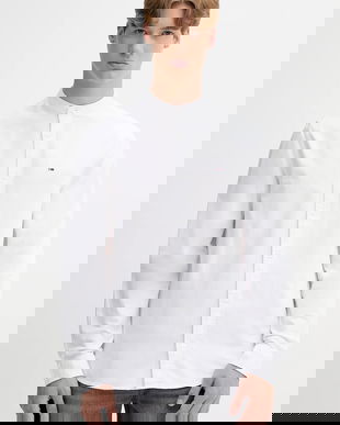 Tommy Jeans cămașă din bumbac culoarea alb, cu guler stand-up, regular, DM0DM21690