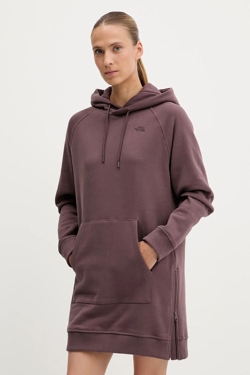 The North Face rochie din bumbac culoarea bordo, mini, drept, NF0A8E48BQ71