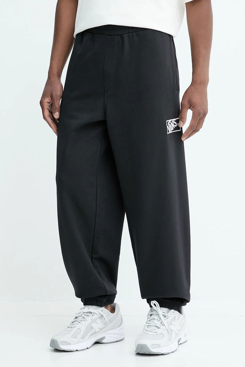 Vans pantaloni de trening din bumbac culoarea negru, cu imprimeu, VN000RAXBLK1