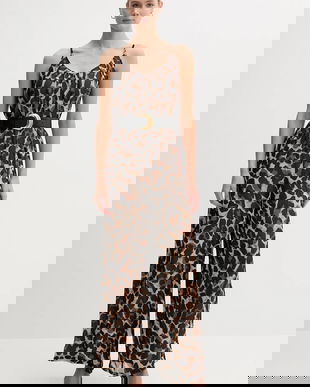 Joseph Ribkoff salopetă culoarea maro, cu decolteu rotund, 252936