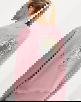 The North Face hanorac de bumbac Connect Relaxed culoarea roz, cu imprimeu, NF0A8E4JHCS1