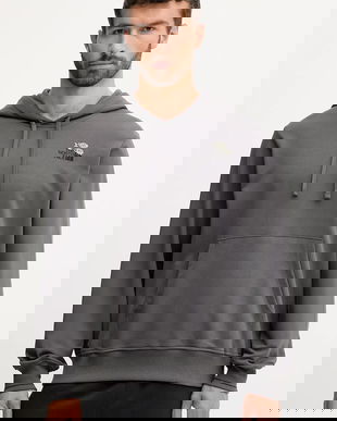 The North Face hanorac de bumbac Flowe Dome culoarea gri, cu glugă, cu imprimeu, NF0A8EGZRHI1