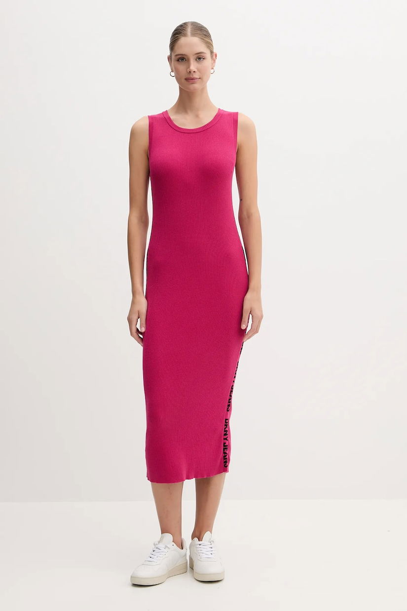 Dkny rochie culoarea roz, midi, mulată, DJ5R0752
