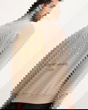 The North Face hanorac de bumbac Connect Relaxed culoarea maro, cu imprimeu, NF0A8E3ZBOX1