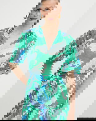 Morgan bluză din bumbac culoarea verde, cu imprimeu, ONEL.F