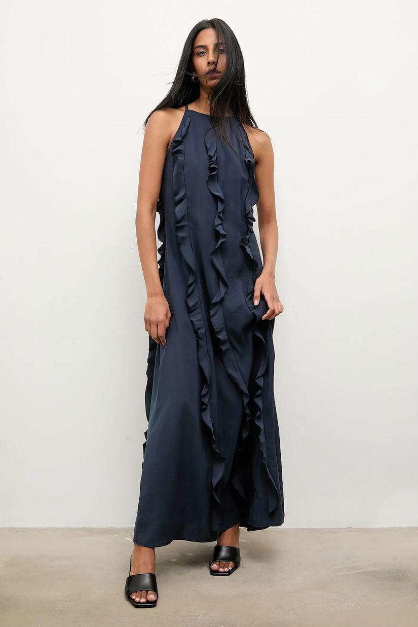 Answear.LAB rochie culoarea albastru marin, maxi, drept