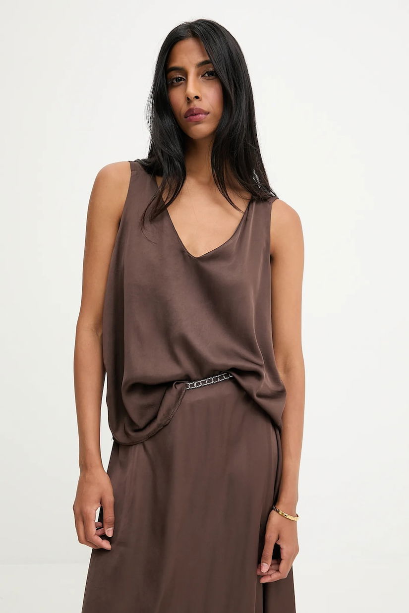 Answear.LAB bluza culoarea maro, neted