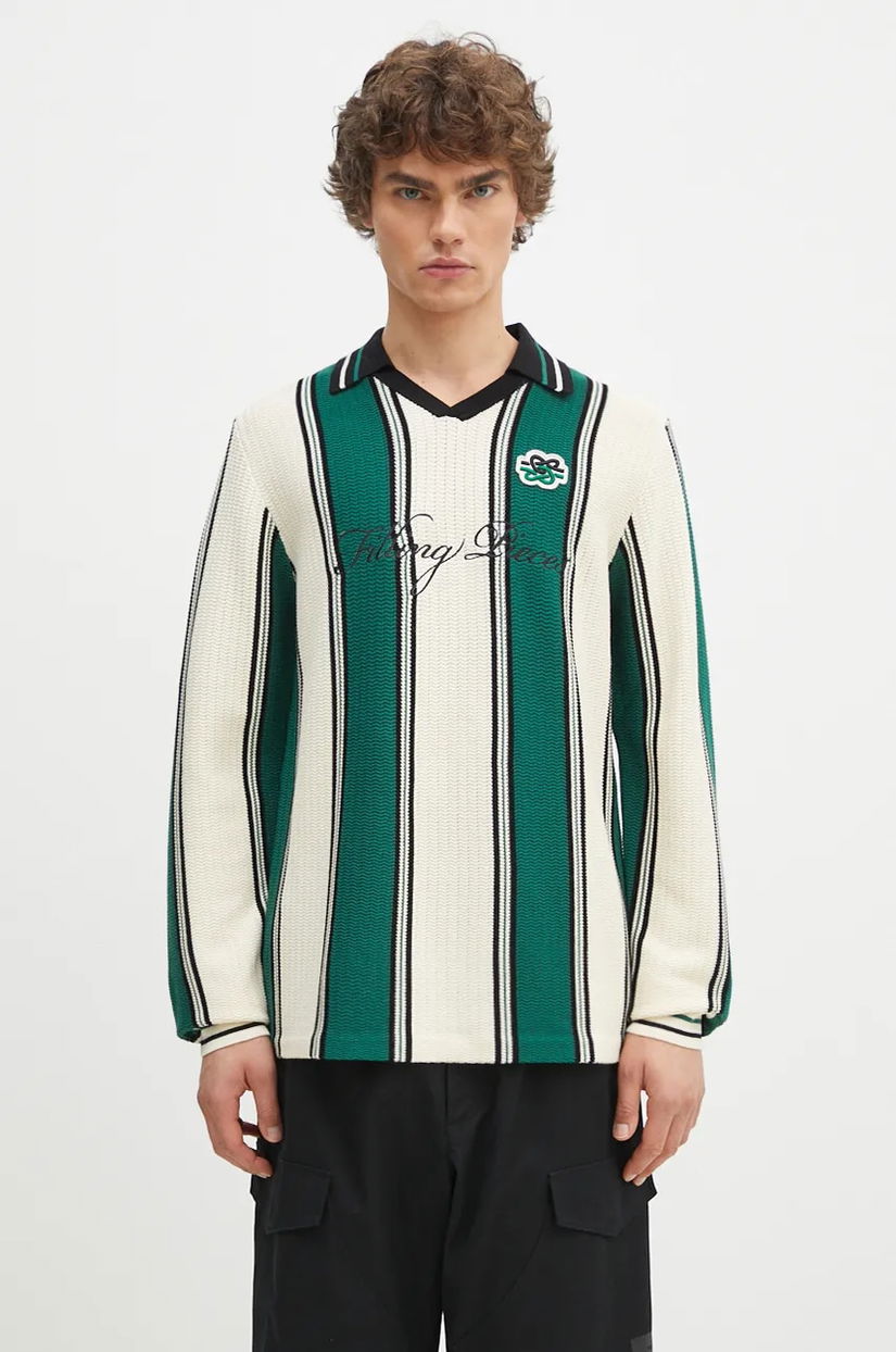 Filling Pieces pulover Knit Football Jersey bărbați, culoarea verde, light, 91099041926