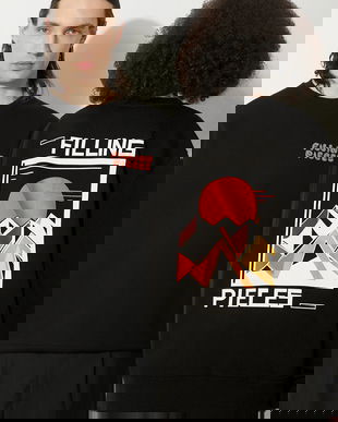 Filling Pieces hanorac de bumbac Sunset culoarea negru, cu imprimeu, 74517021861