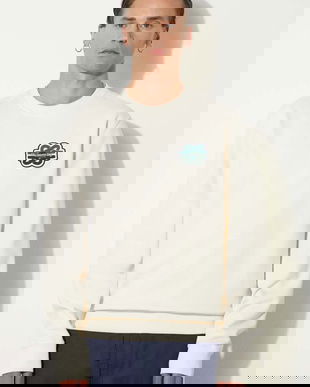 Filling Pieces hanorac de bumbac Gowtu barbati, culoarea bej, cu imprimeu, 74533929936