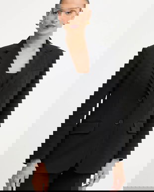 Weekend Max Mara sacou MESSINA culoarea negru, un singurrând de nasturi, uni, 2525916041600