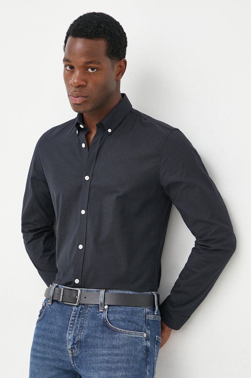 Lindbergh camasa barbati, culoarea albastru marin, cu guler button-down, slim