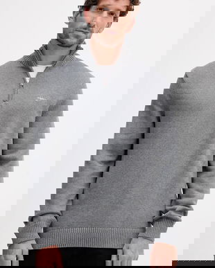 Gant pulover de bumbac culoarea albastru marin