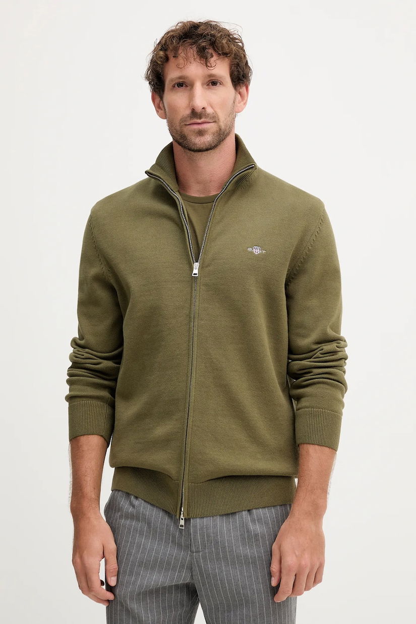 Gant cardigan din bumbac culoarea albastru marin