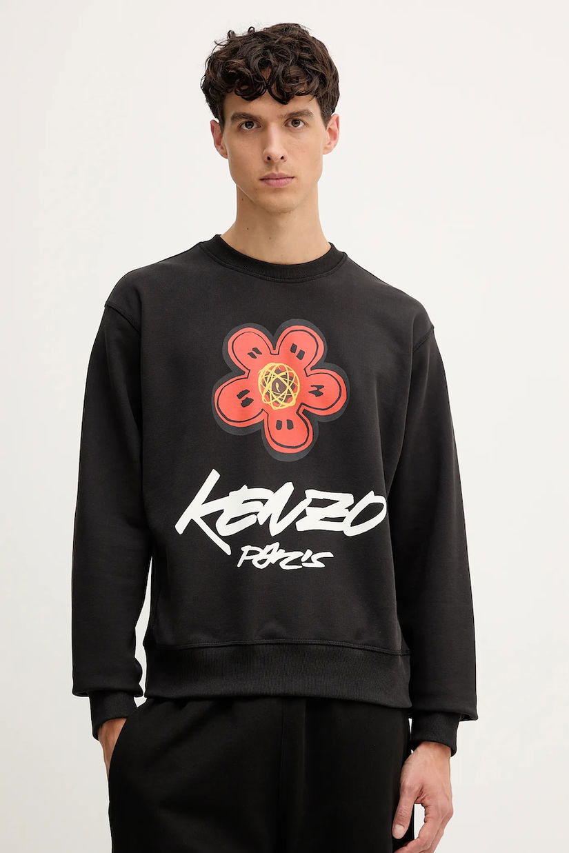 Kenzo hanorac de bumbac Kenzo x Futura culoarea negru, cu imprimeu, FF65SW2524MC