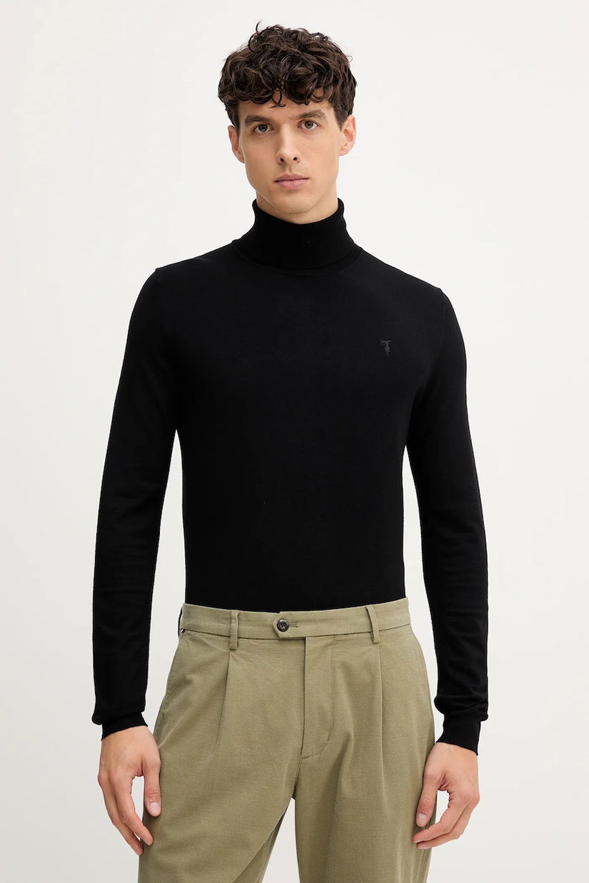 Trussardi pulover culoarea negru, light, cu guler, M0178000019N