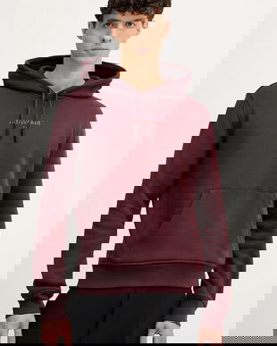 Trussardi hanorac de bumbac culoarea bordo, cu glugă, cu imprimeu, G8108000056N