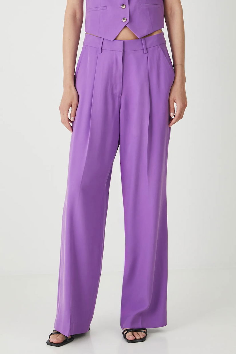 Medicine pantaloni culoarea violet, lat, high waist