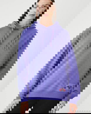 Medicine bluza culoarea violet, cu glugă, cu imprimeu