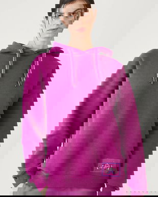 Medicine bluza culoarea violet, cu glugă, cu imprimeu