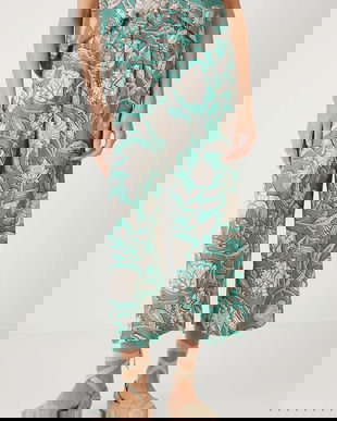 Medicine pantaloni culoarea turcoaz, lat, high waist