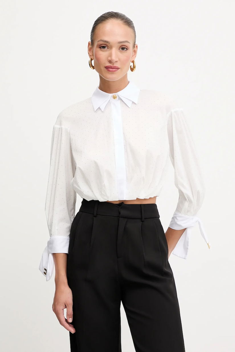 Elisabetta Franchi cămașă culoarea alb, cu guler clasic, regular, CA08151E3