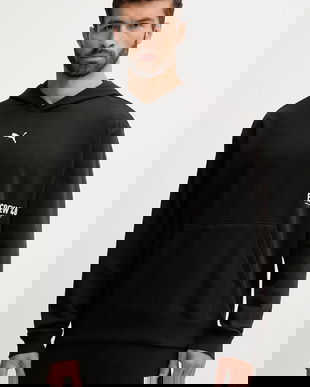 Puma bluză culoarea negru, cu glugă, cu imprimeu, 527629