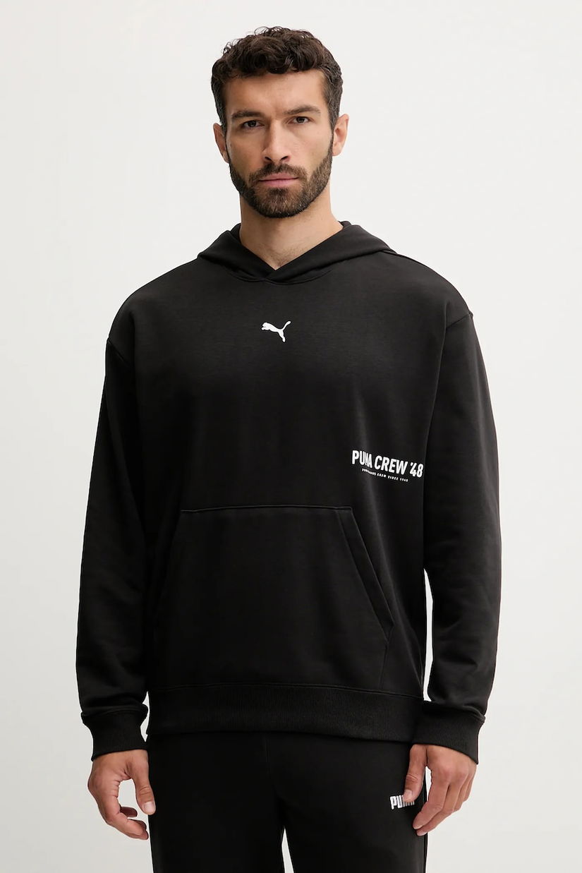 Puma bluză culoarea negru, cu glugă, cu imprimeu, 527629