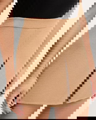 ERMANNO Firenze fustă de lână culoarea bej, mini, drept, 57TO027EY2