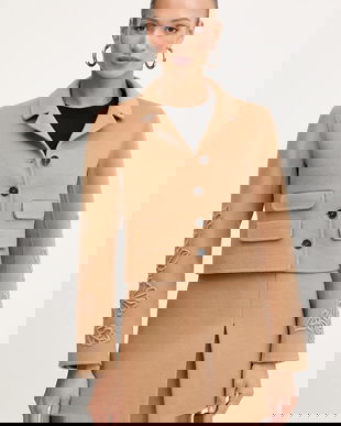 ERMANNO Firenze sacou de lână culoarea maro, un singur rând de nasturi, uni, 57TI011EY2