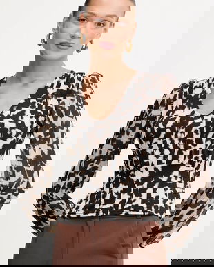 Morgan bluză culoarea maro, cu imprimeu, TRITA