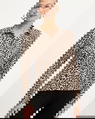 Morgan bluză culoarea maro, cu imprimeu, TJOSY