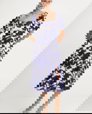 Morgan rochie culoarea bleumarin, midi, evazați, RYAO.F