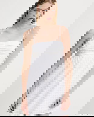 Hollister Co. rochie din bumbac culoarea alb, mini, evazați, KI359-5348