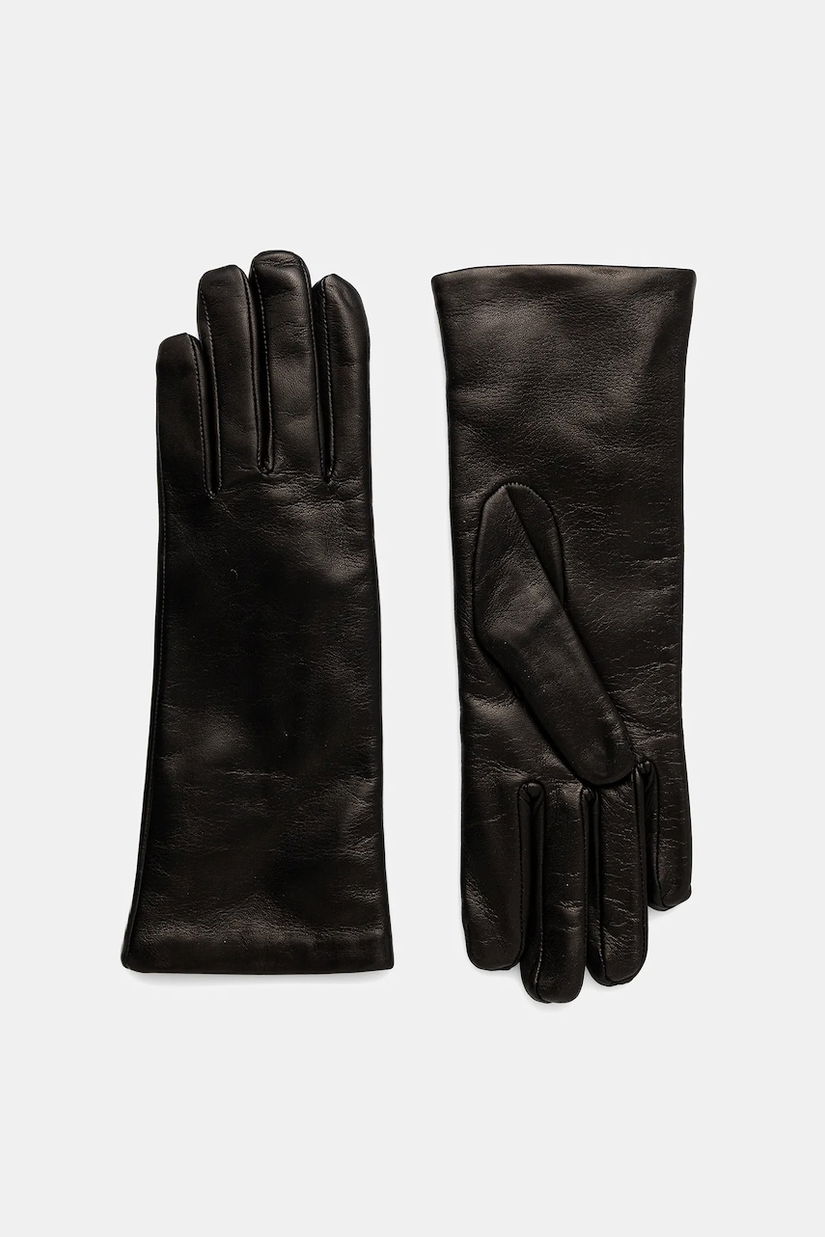 Weekend Max Mara mănuși de piele SENAPESHORT culoarea negru, 2525566035600