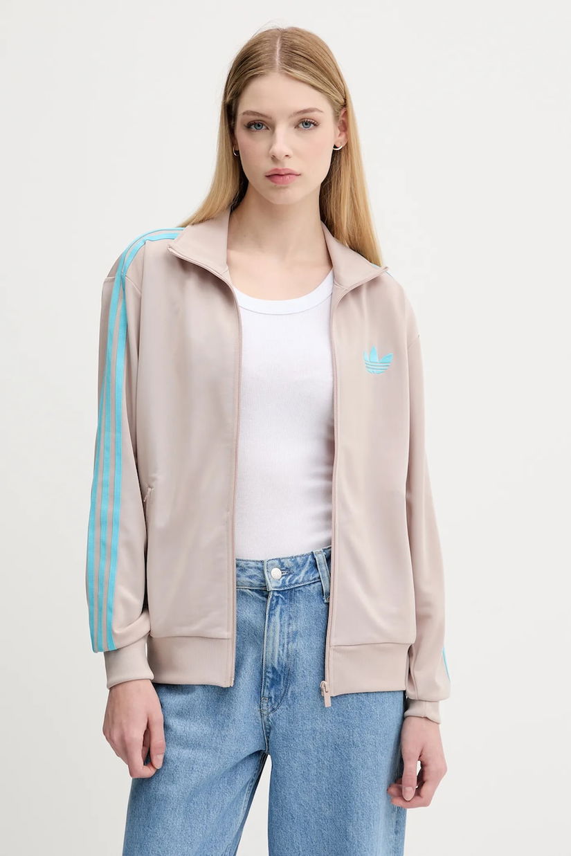 adidas Originals bluză Firebird culoarea maro, cu imprimeu, JX7864
