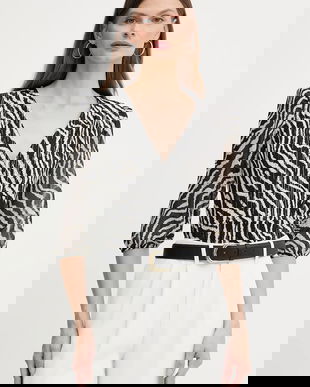 Morgan bluză culoarea negru, cu imprimeu, TRUDDY