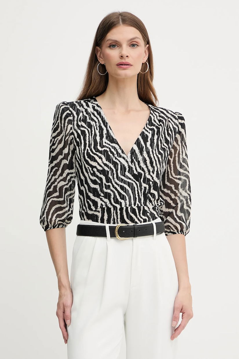 Morgan bluză culoarea negru, cu imprimeu, TRUDDY