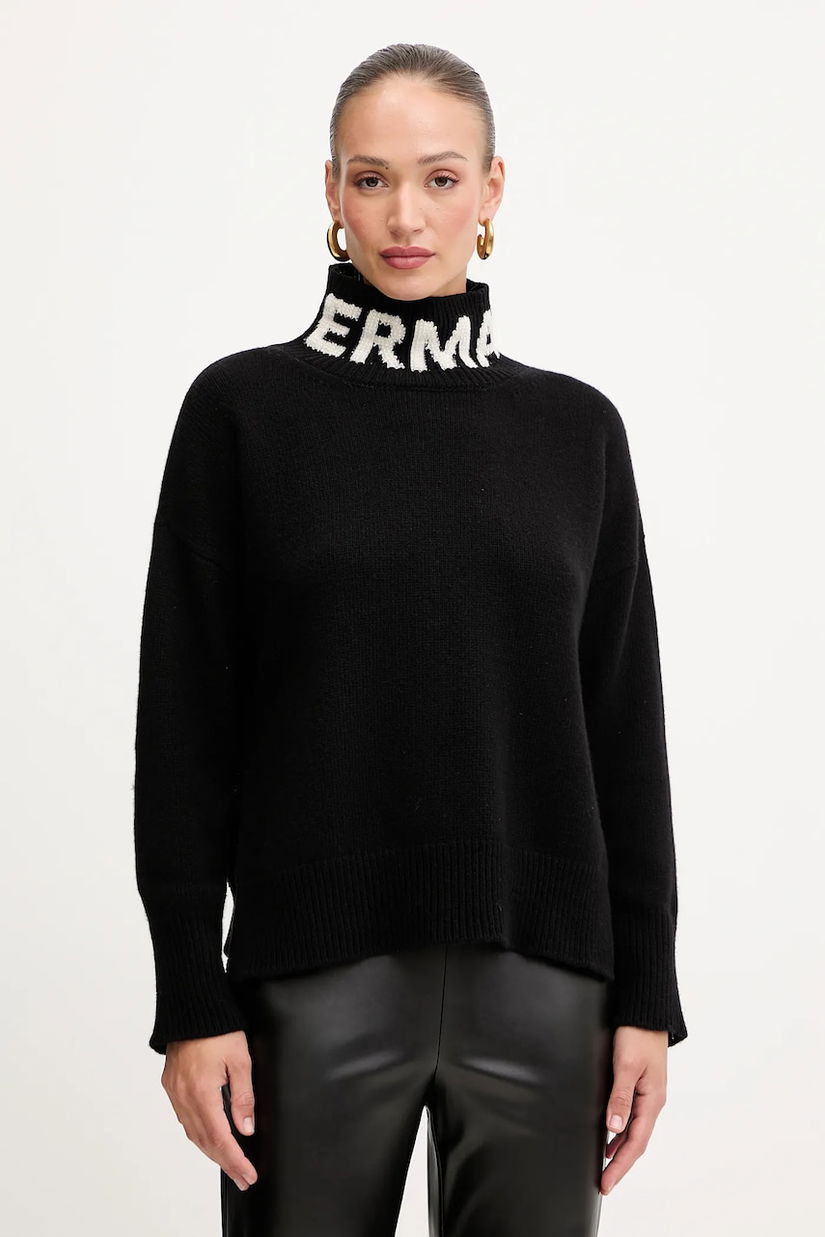 Ermanno Scervino pulover de lână culoarea negru, cu guler, 57TM027EO1
