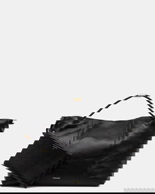 Trussardi poșetă de piele culoarea negru, Z616E005993N