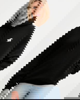 Kenzo hanorac de bumbac culoarea negru, cu glugă, cu imprimeu, FF62HO4534MB