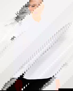 ERMANNO Firenze cămașă din bumbac culoarea alb, cu guler clasic, relaxed, 57TK014E31