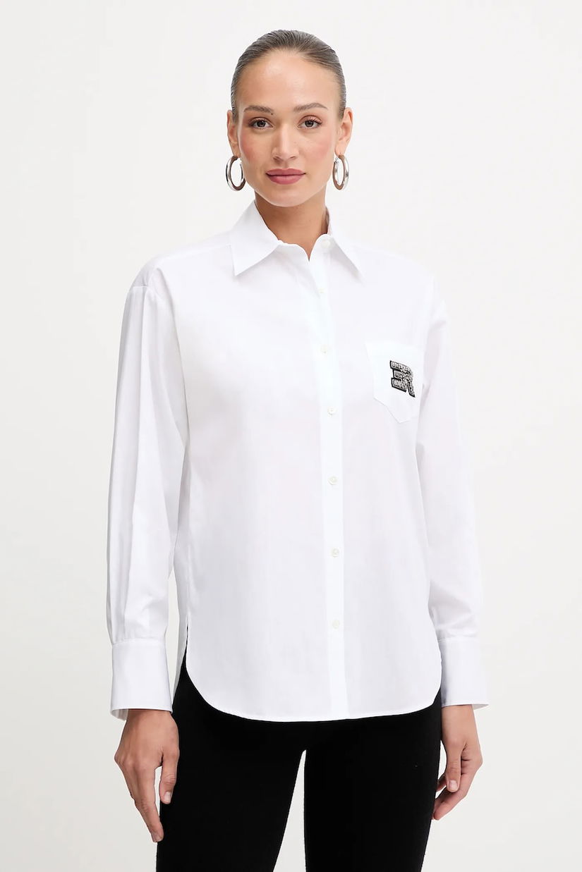 Ermanno Scervino cămașă din bumbac culoarea alb, cu guler clasic, relaxed, 57TK014E31