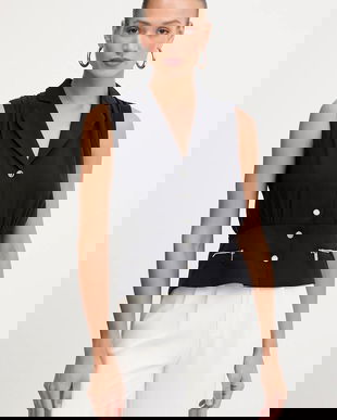 Morgan vestă culoarea bleumarin, un singur rând de nasturi, COZIP