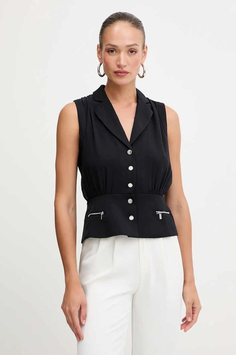 Morgan vestă culoarea bleumarin, un singur rând de nasturi, COZIP