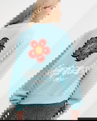 Kenzo hanorac de bumbac Kenzo x Futura culoarea turcoaz, cu imprimeu, FF62SW4504MB