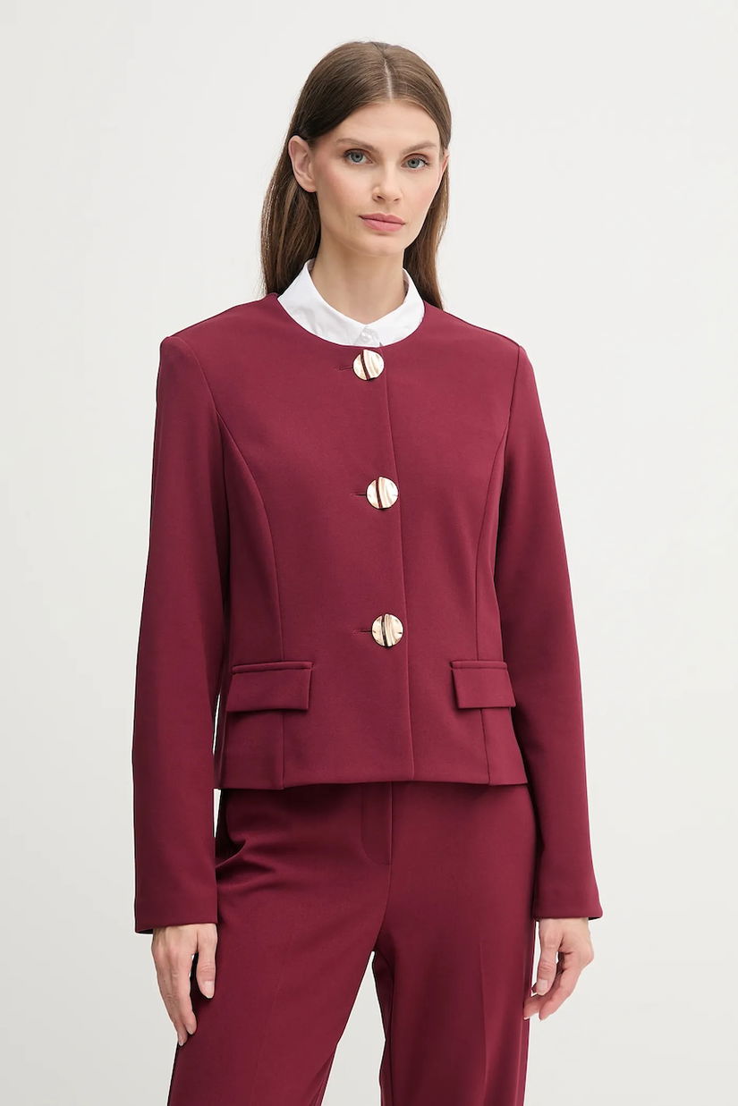 Joseph Ribkoff sacou culoarea bordo, un singur rand de nasturi, uni, 253071