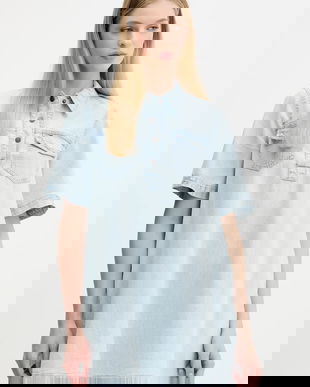 Tommy Jeans rochie jeans mini, drept, DW0DW20519